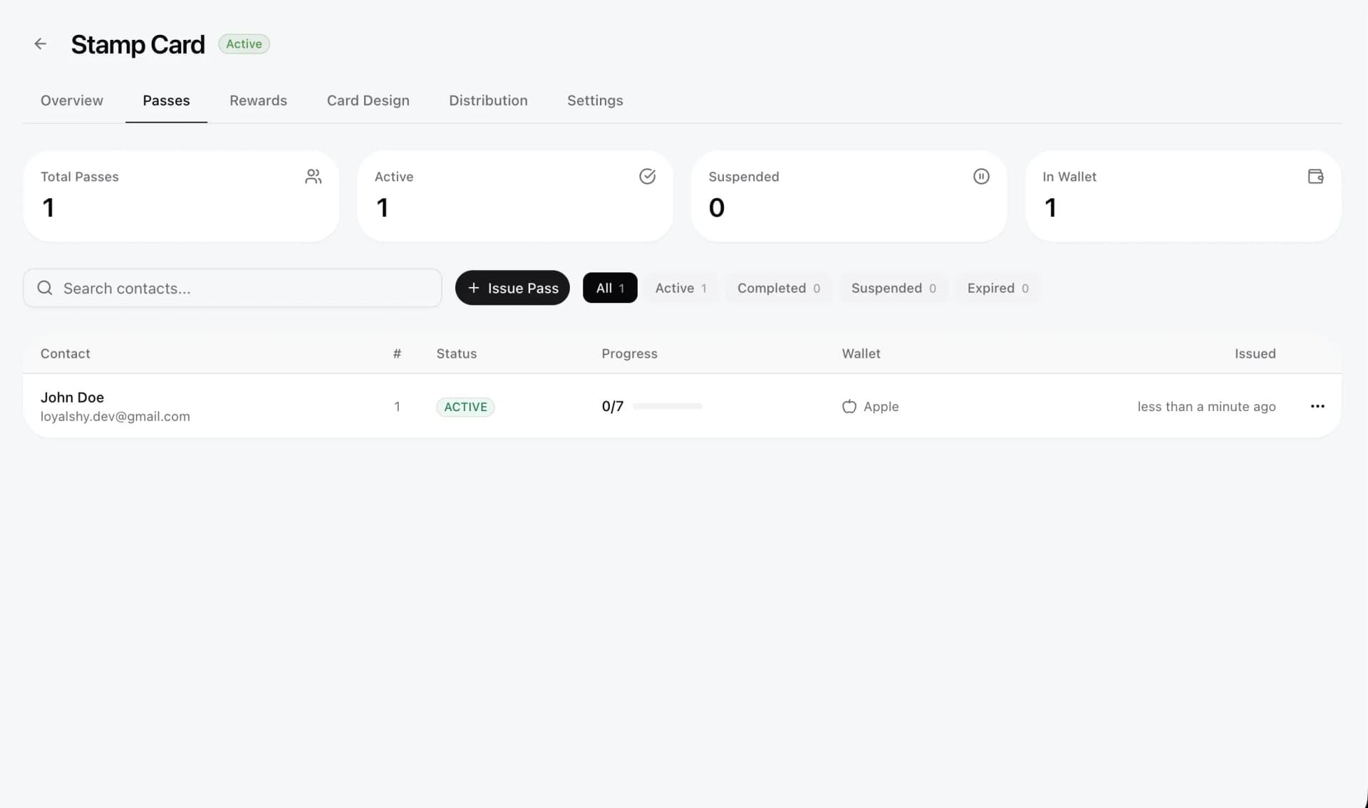 Scanning a wallet pass to record an interaction
