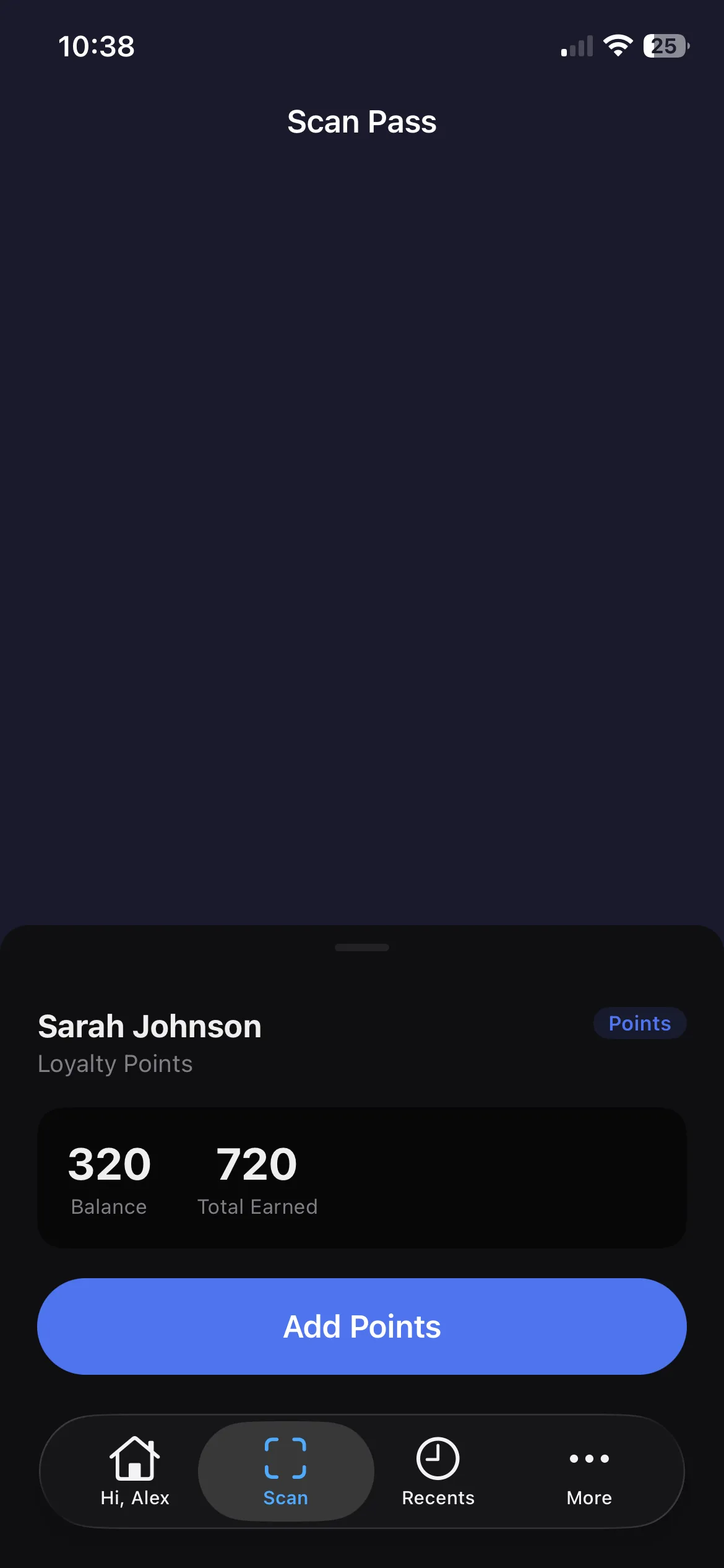 Pass action — add points